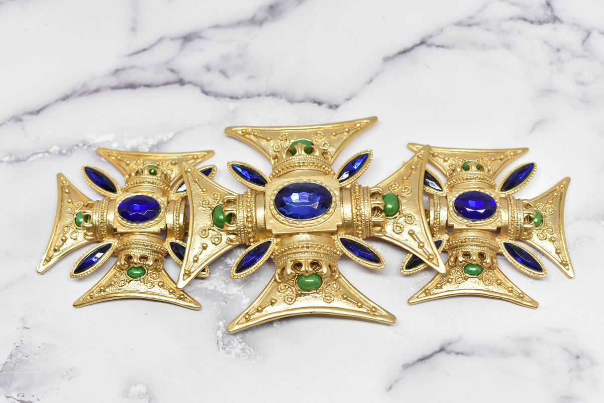 Gold Gemstone Foldable Buckle 6.75 x 3 in