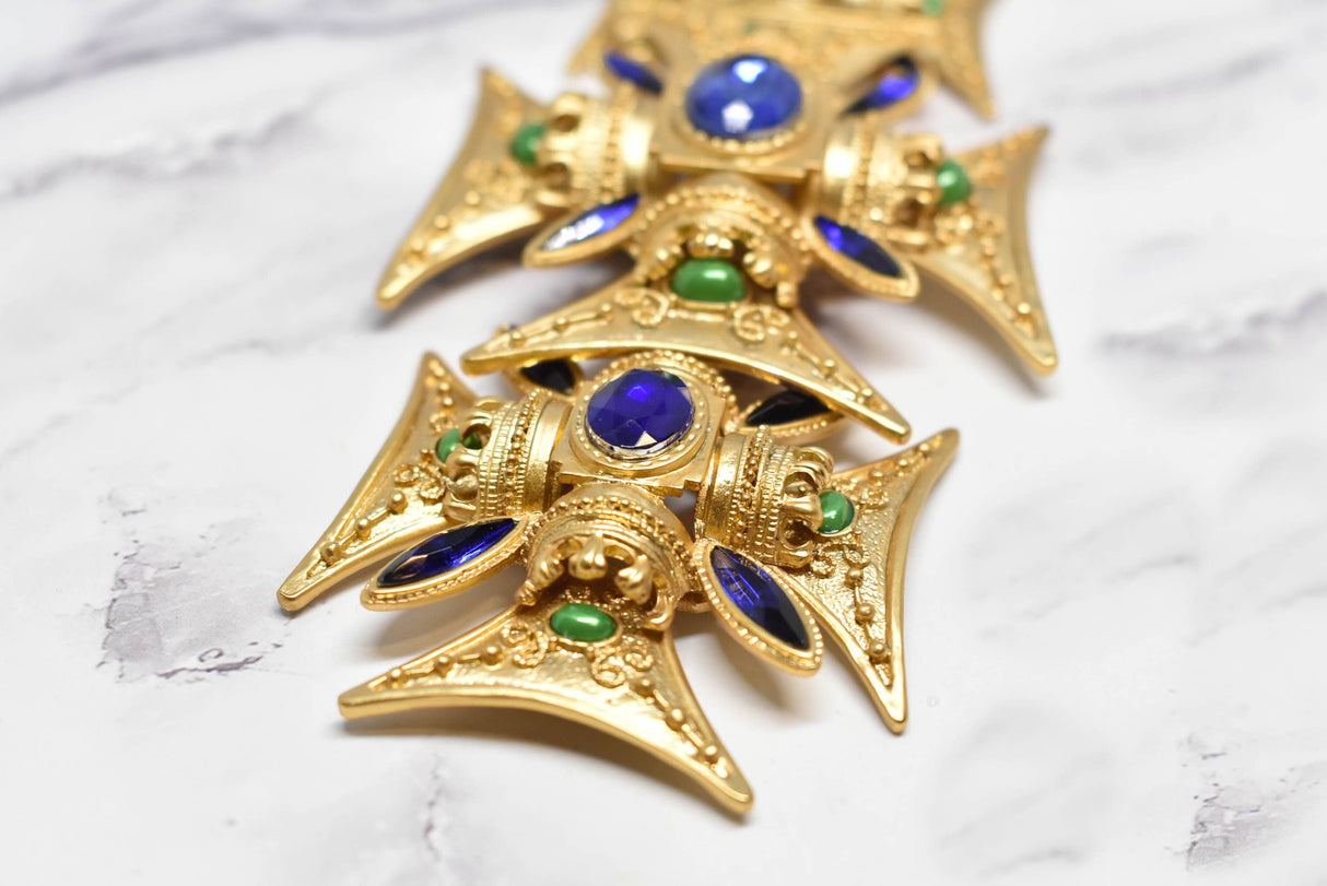 Gold Gemstone Foldable Buckle 6.75 x 3 in