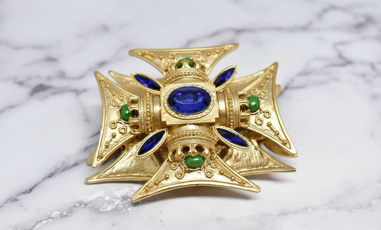 Gold Gemstone Foldable Buckle 6.75 x 3 in