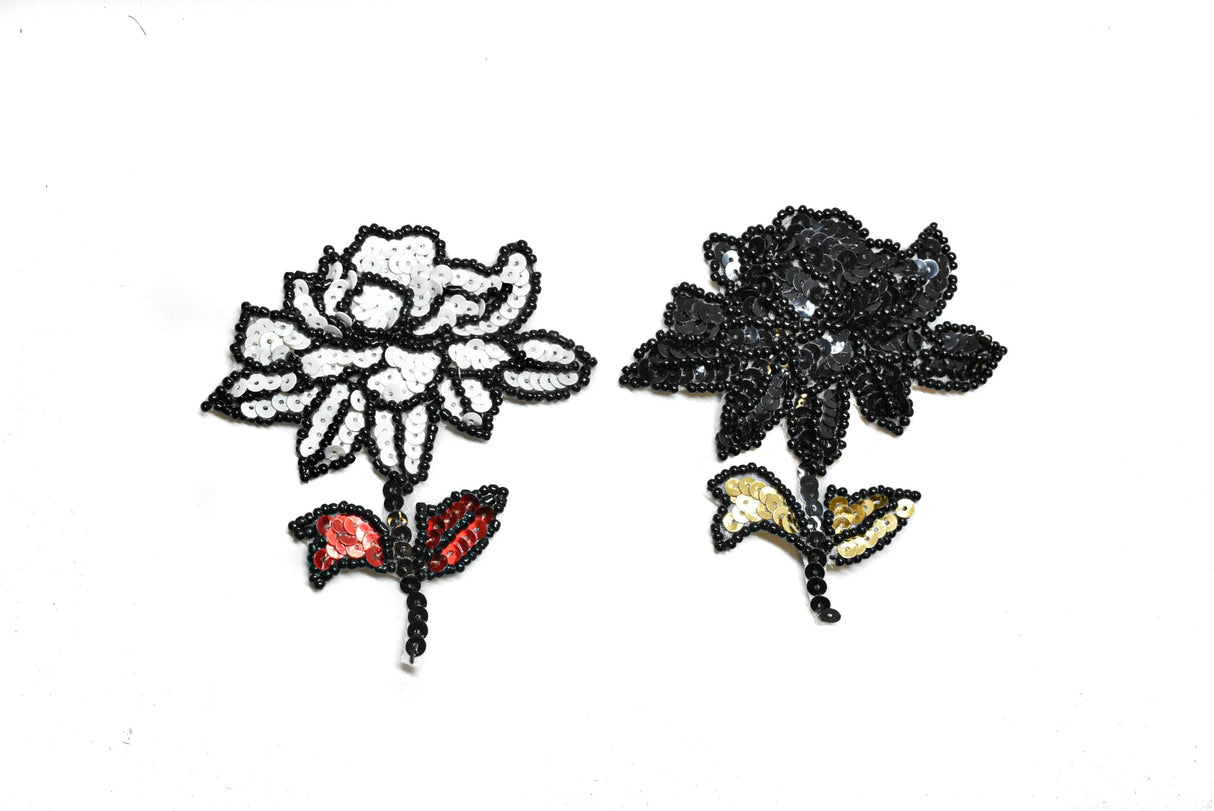 Sequins Flower Applique Iron-On Blue Red
