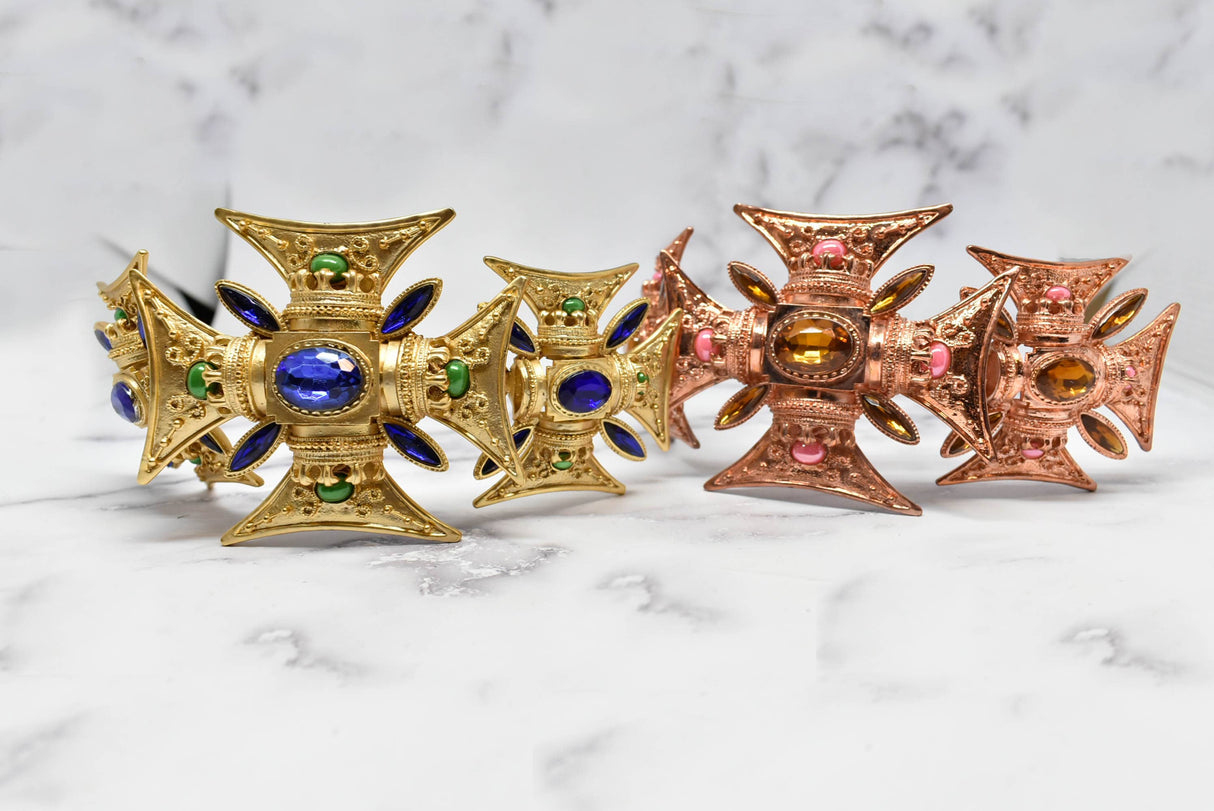 Gold Gemstone Foldable Buckle 6.75 x 3 in