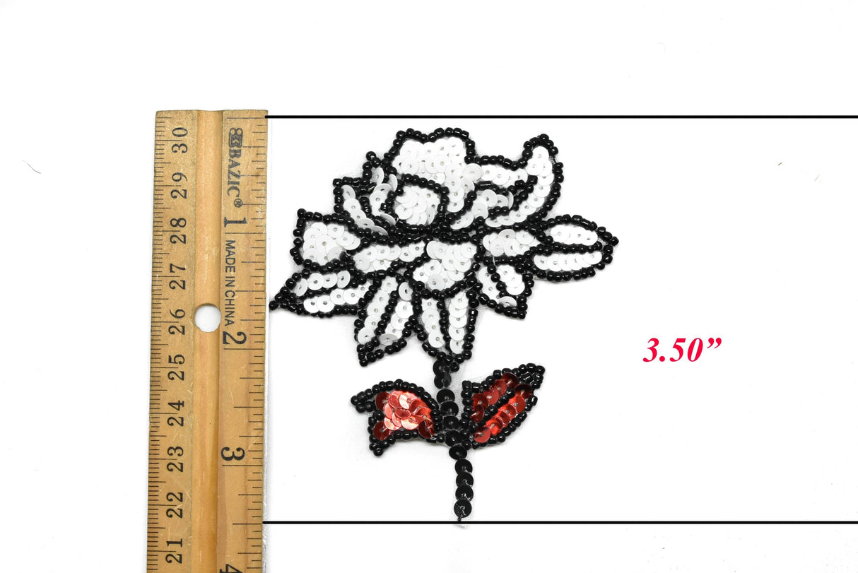 Sequins Flower Applique Iron-On Blue Red