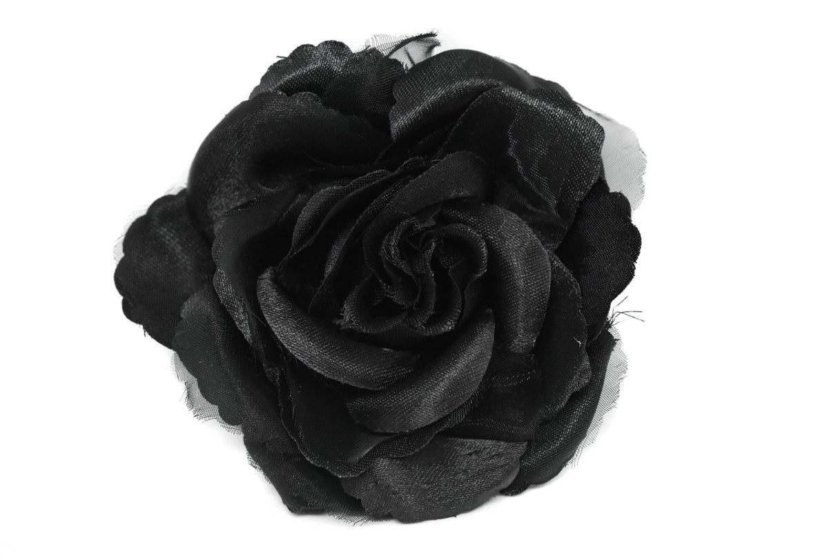 Flower Applique Black Organza 3.25 Inch