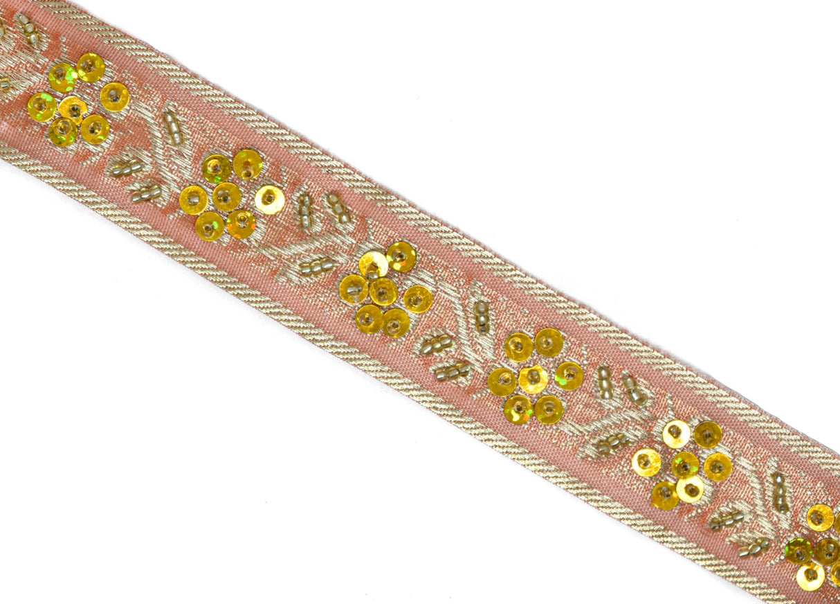 Sequins Beaded Floral Trim 1.25"