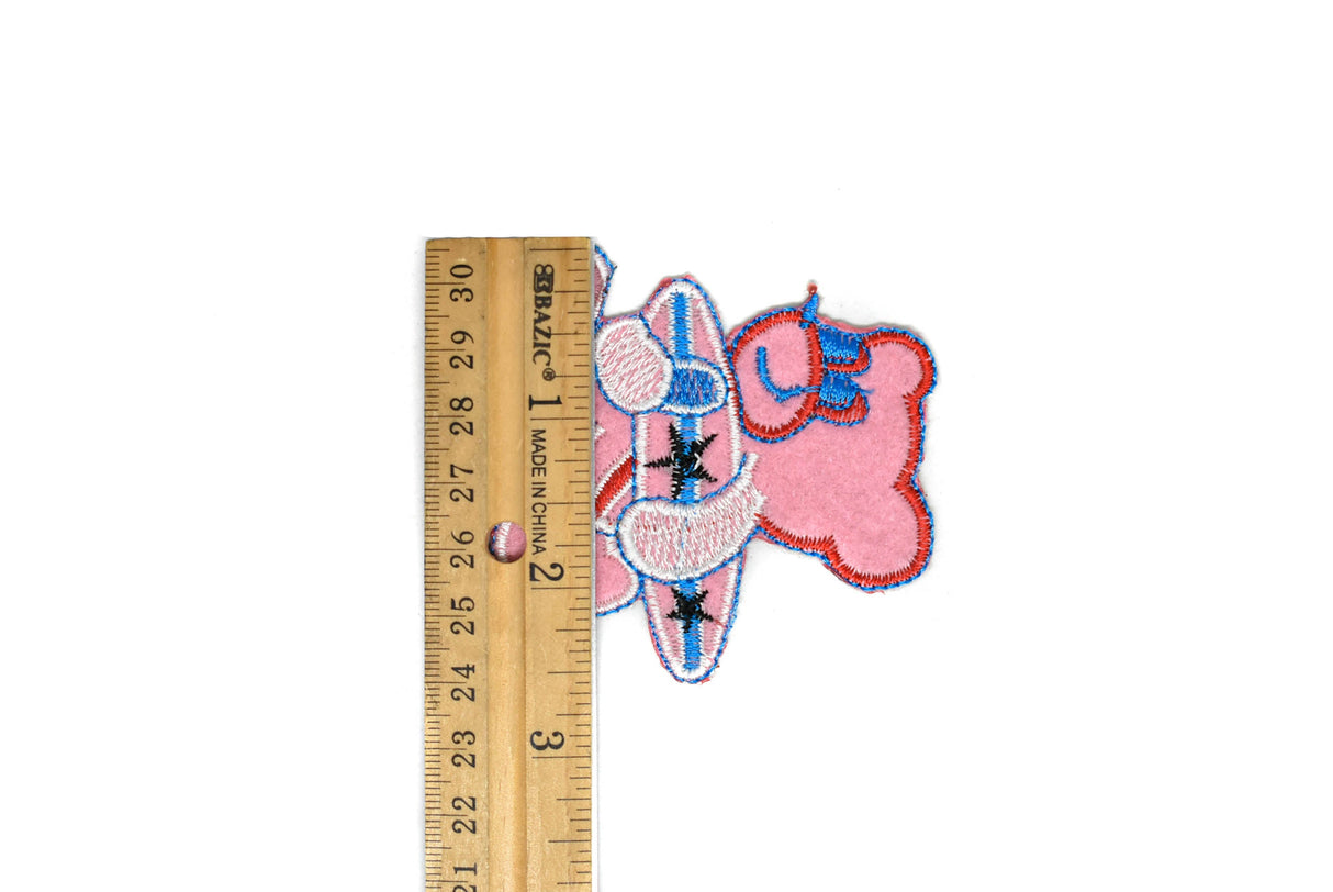 Embroidered Pink Surfer Bear Iron-On Patch