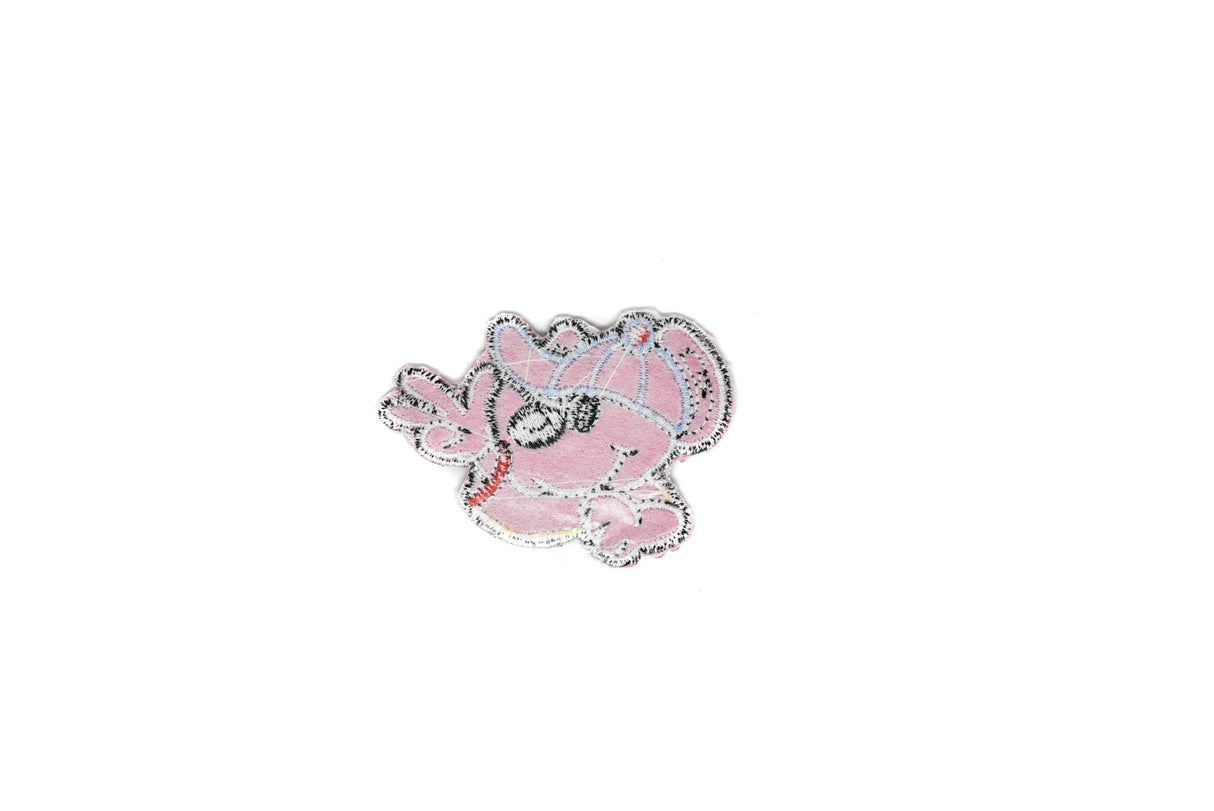 Embroidered Dog Iron-On Patch Pink 2.75 x 2.13