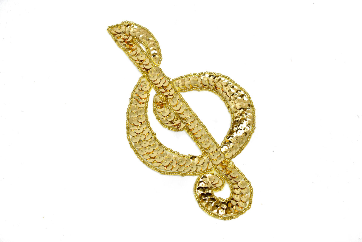 Sequins Musical Note Applique Gold