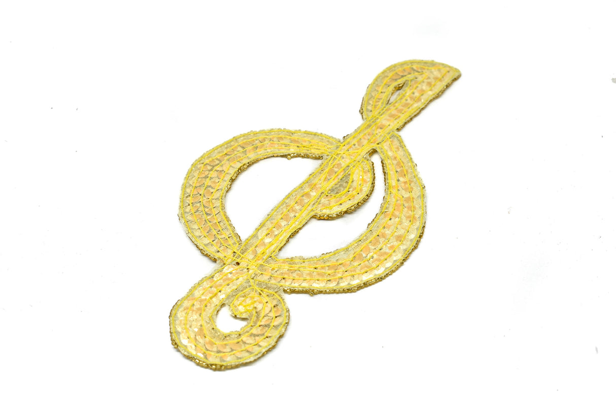 Sequins Musical Note Applique Gold