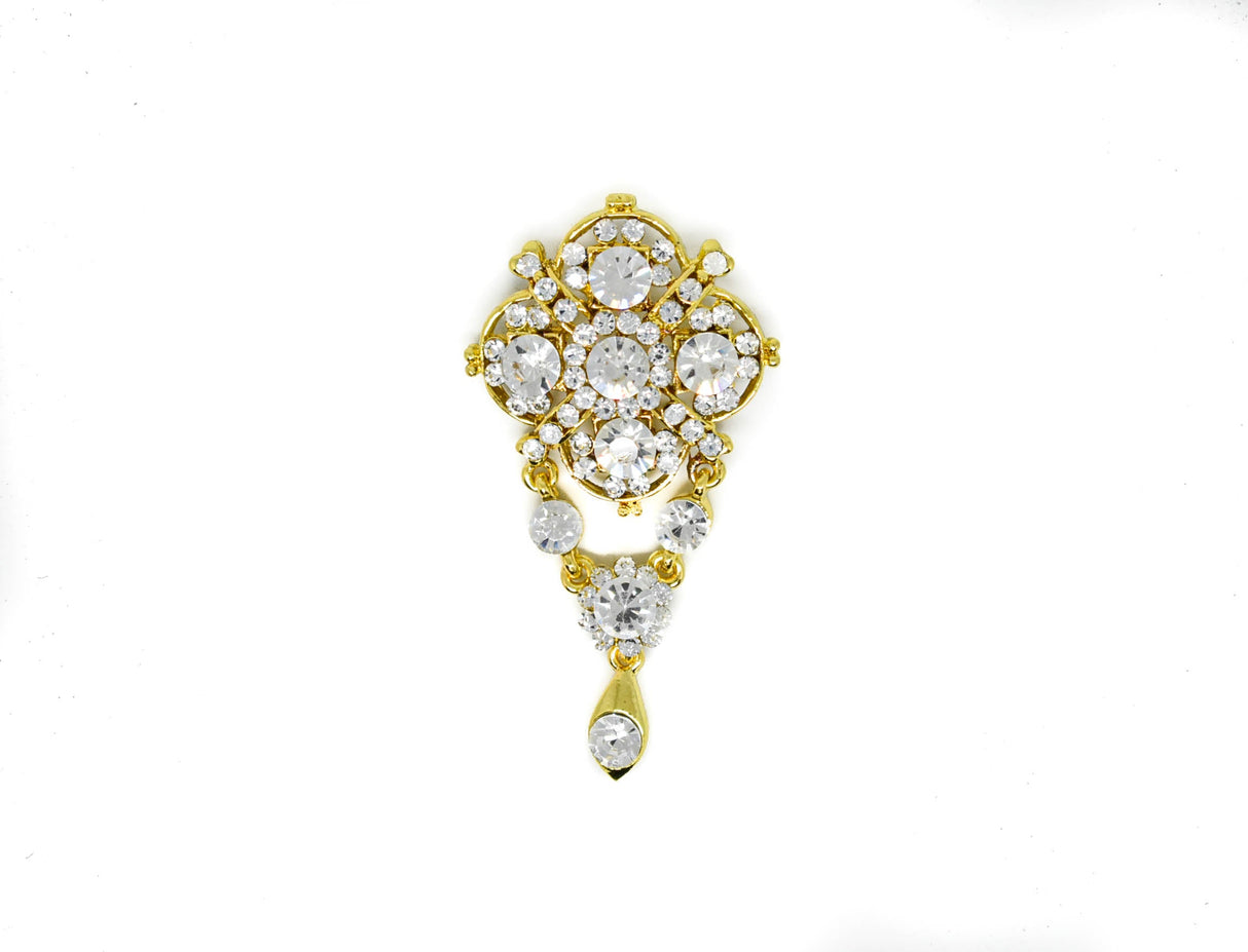 Rhinestone Brooch Vintage Crystal Hanging