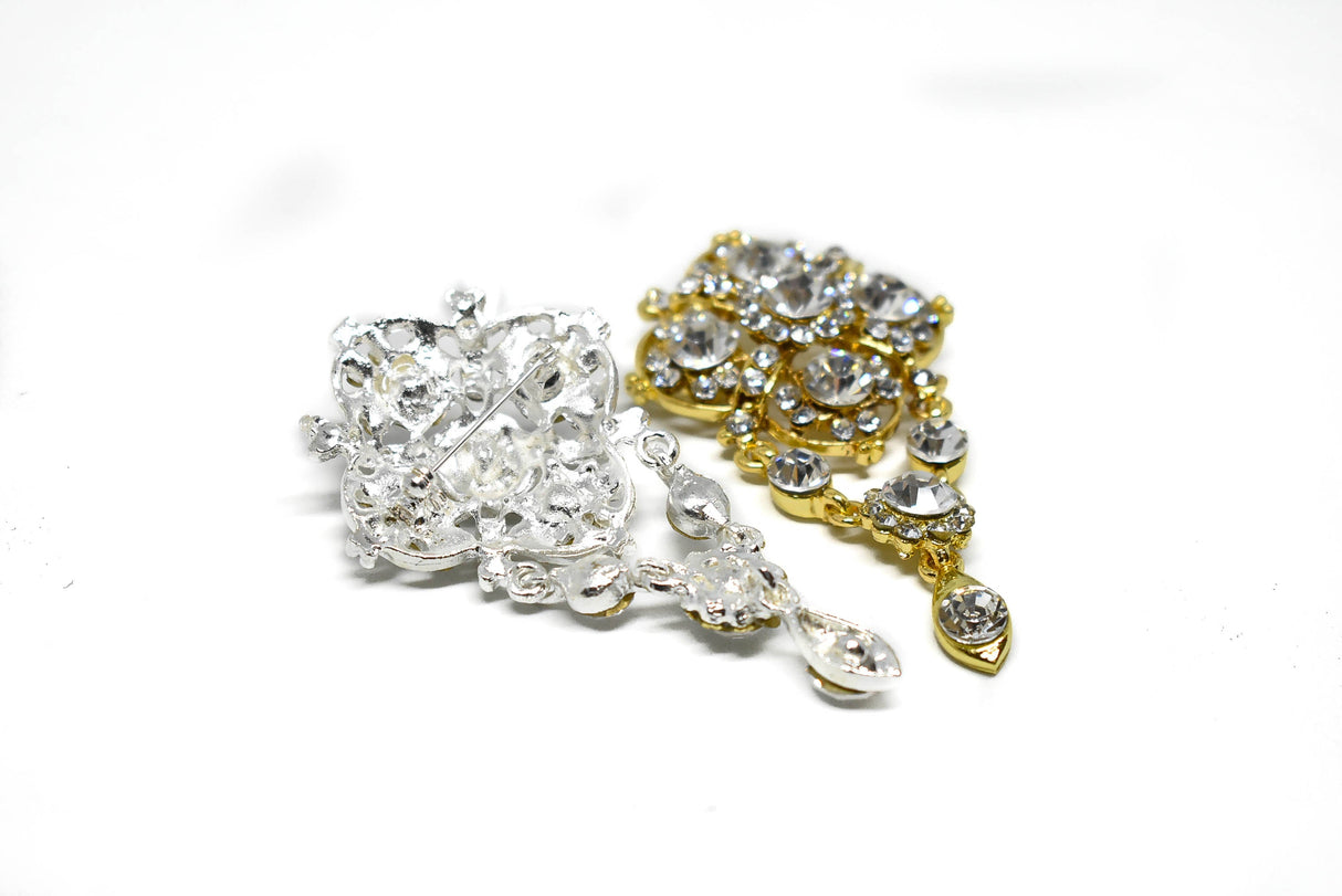 Rhinestone Brooch Vintage Crystal Hanging