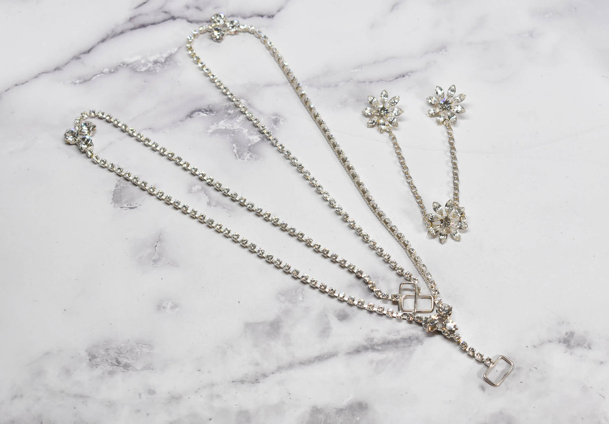 Floral Rhinestone Connector Buckle