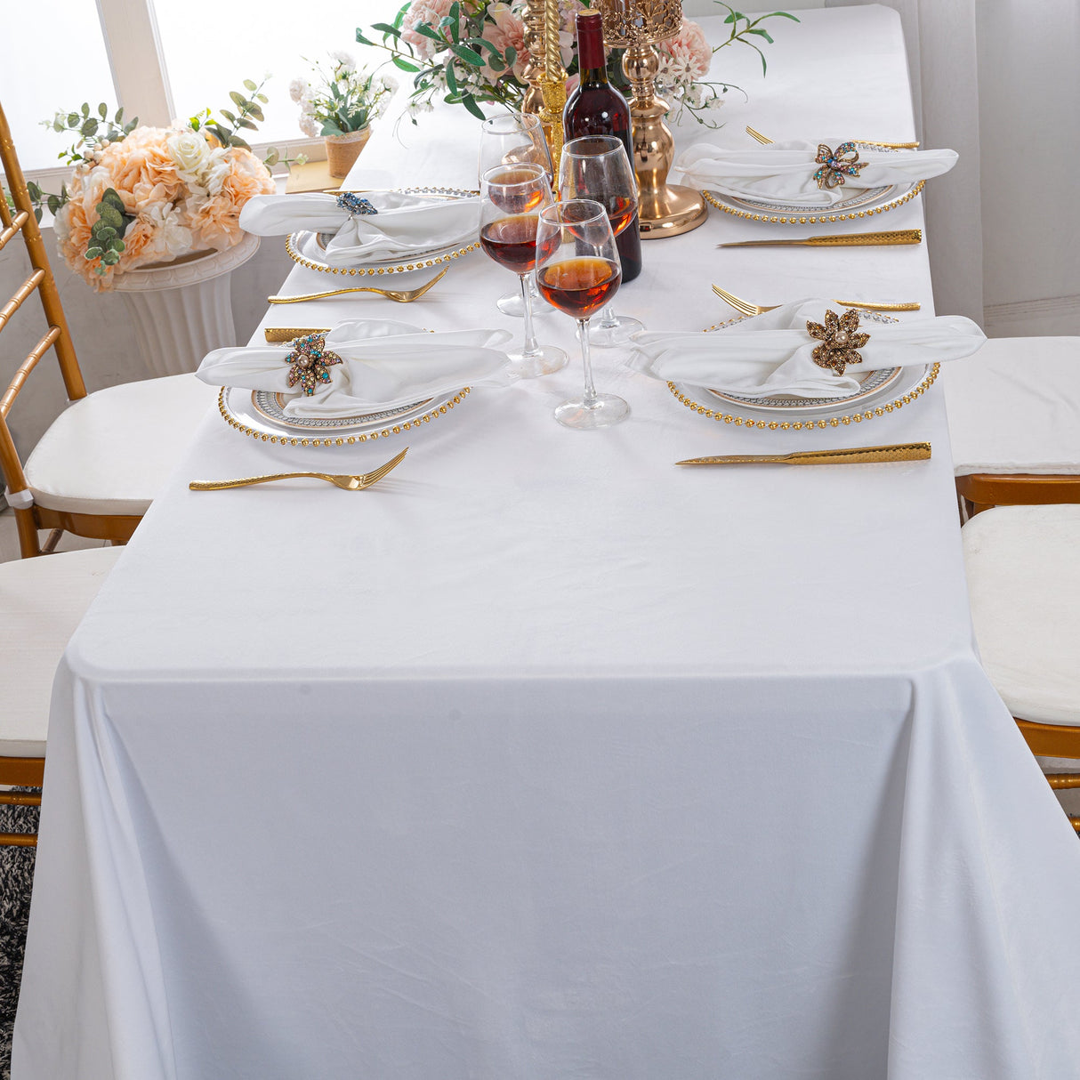Rectangular Seamless Holland Velvet Tablecloth 90x156 White