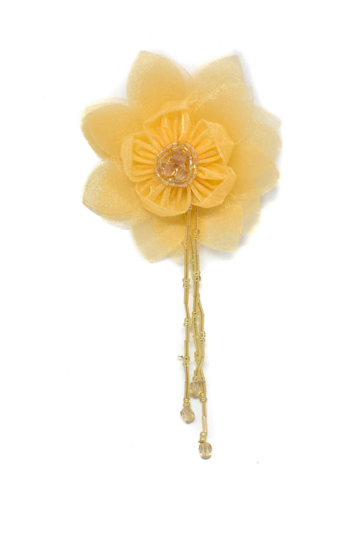 Organza Flower Piece with Beaded Fringe