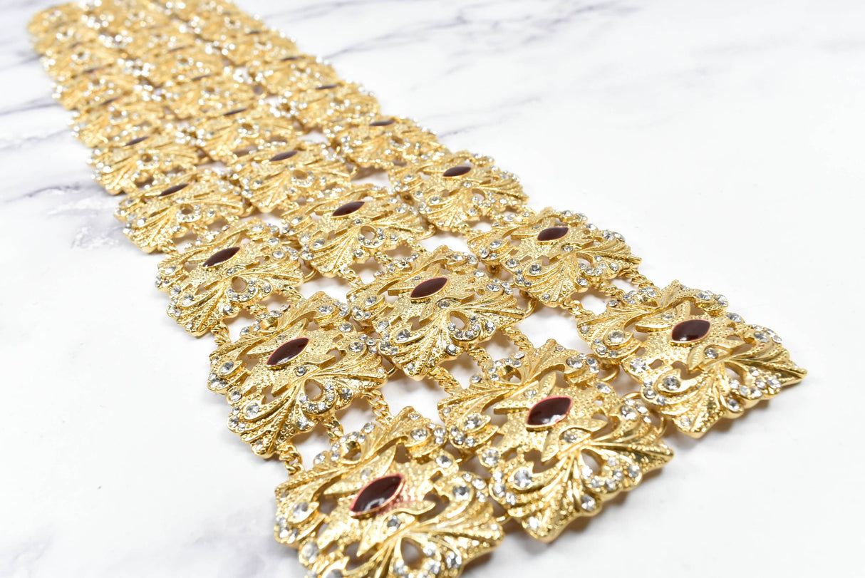 Rhinestone Buckle Applique Gold Square