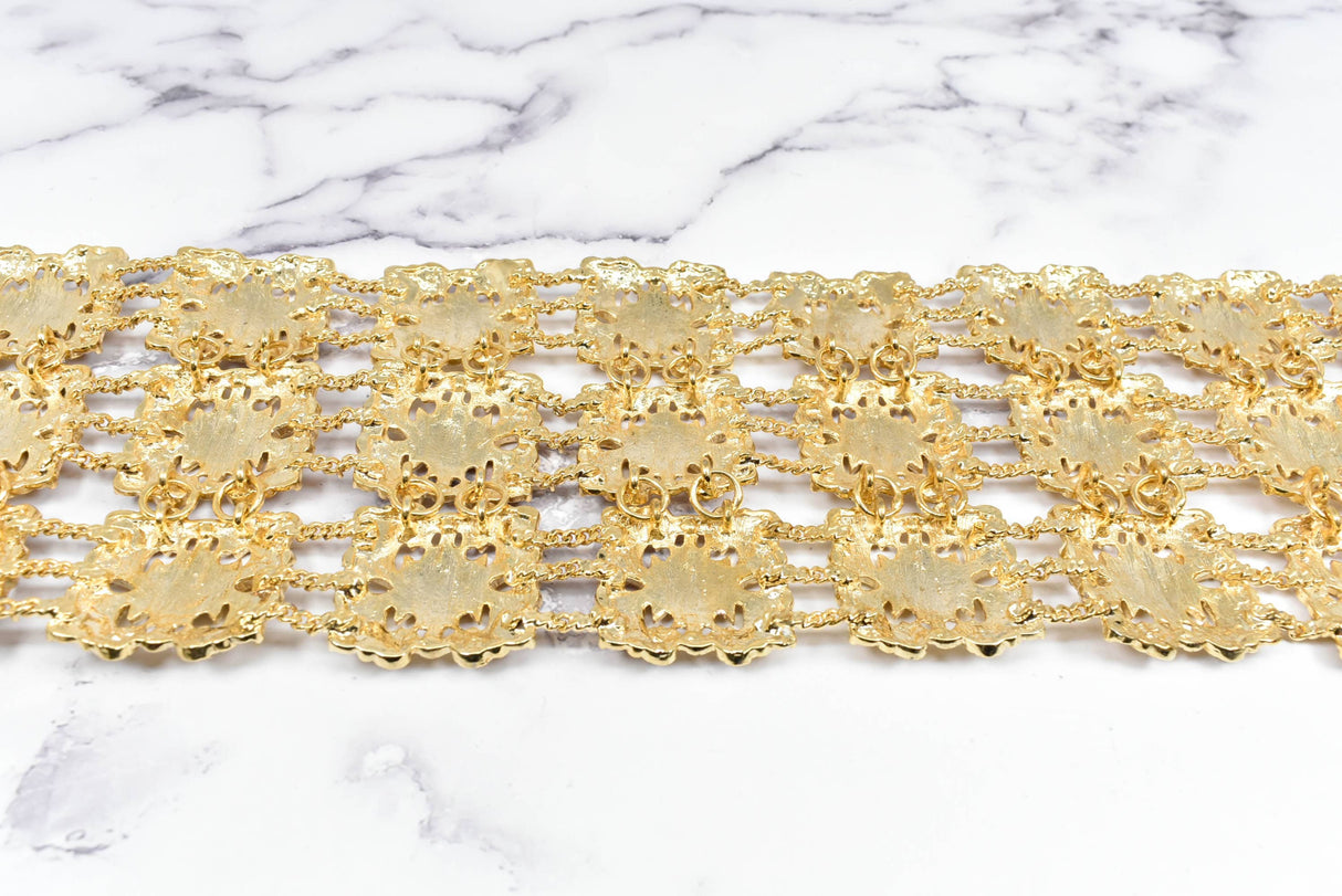Rhinestone Buckle Applique Gold Square