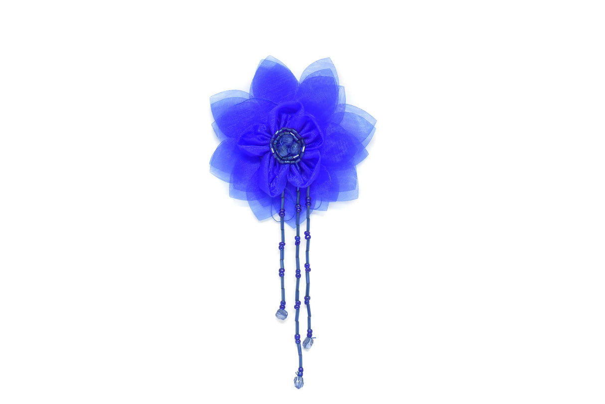 Organza Flower Piece with Beaded Fringe