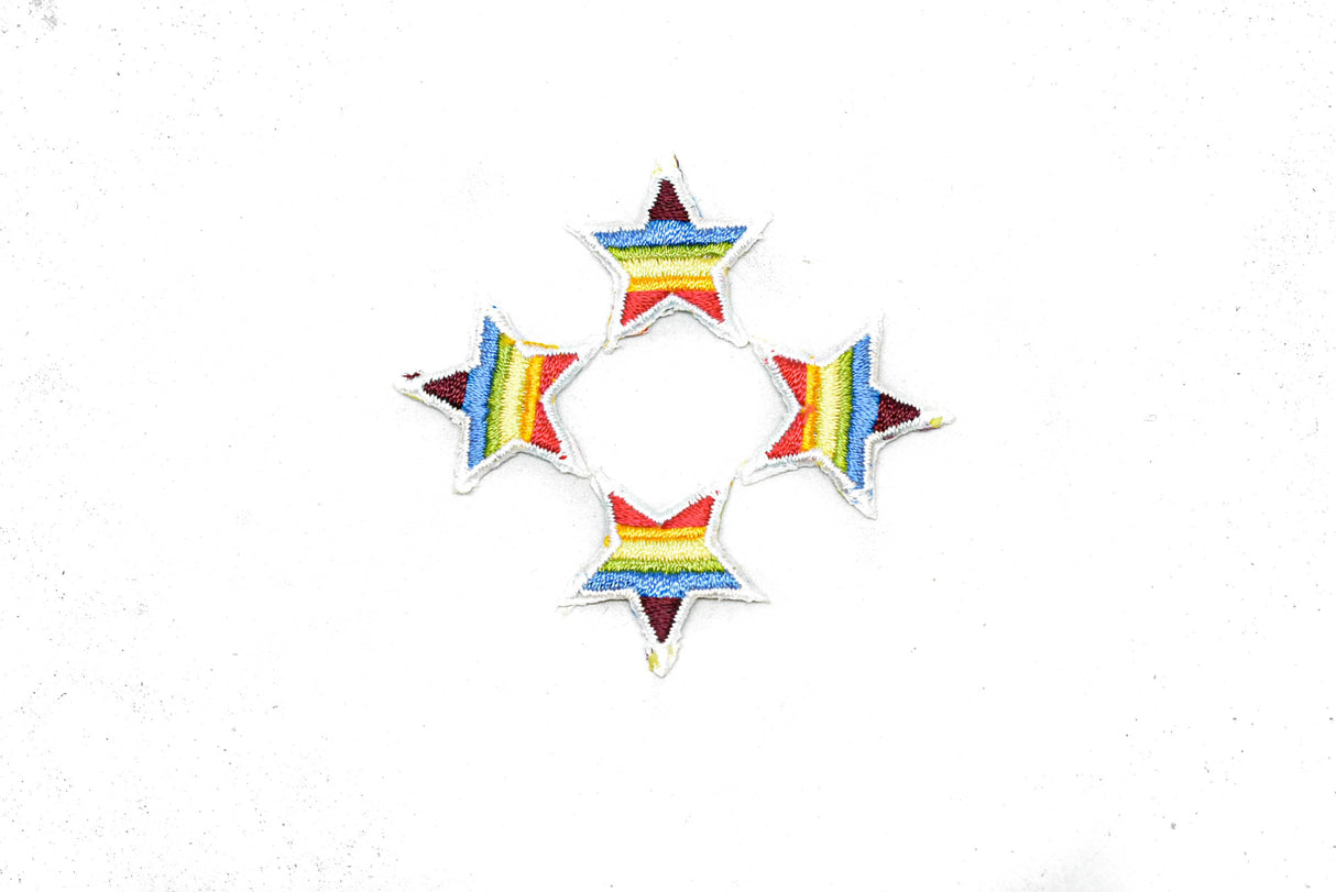 Embroidered Rainbow Star Applique 1"