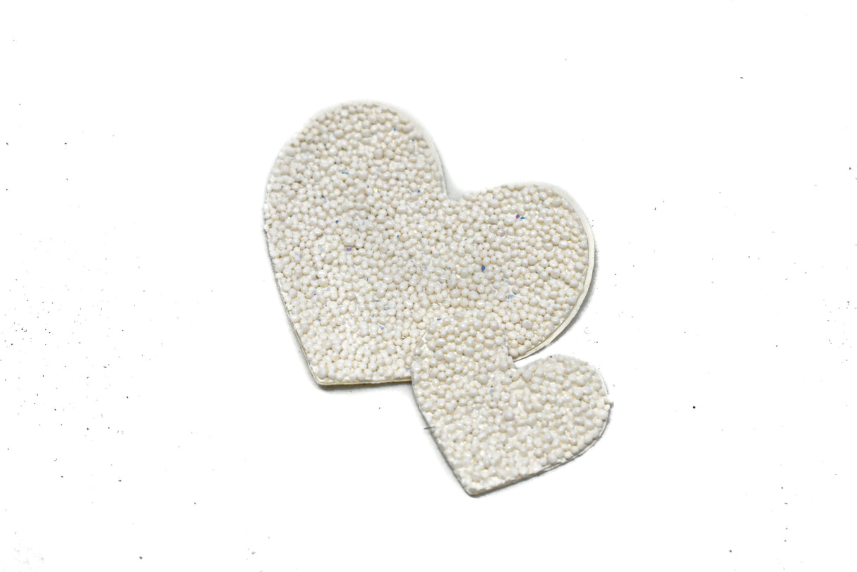 Embroidered Applique White Beaded Glitter Heart