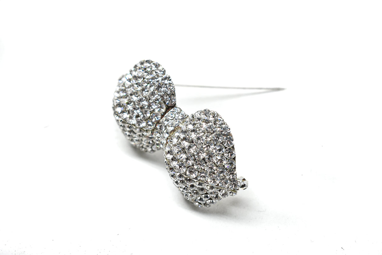 Rhinestone Bow Brooch Crystal 2.25 x 1.25