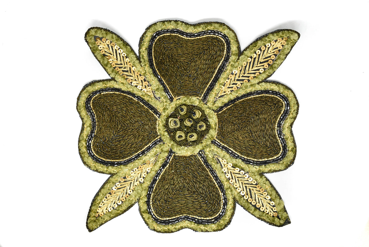 Beaded Floral Sew-On Applique 8x8