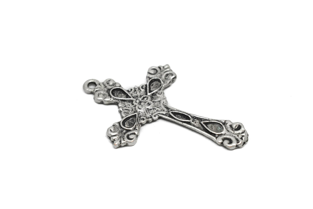 Decorative Floral Cross Pendant 2.13" x 1.45"