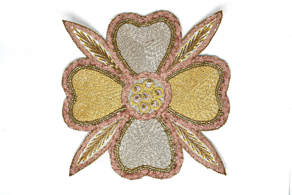 Beaded Floral Sew-On Applique 8x8