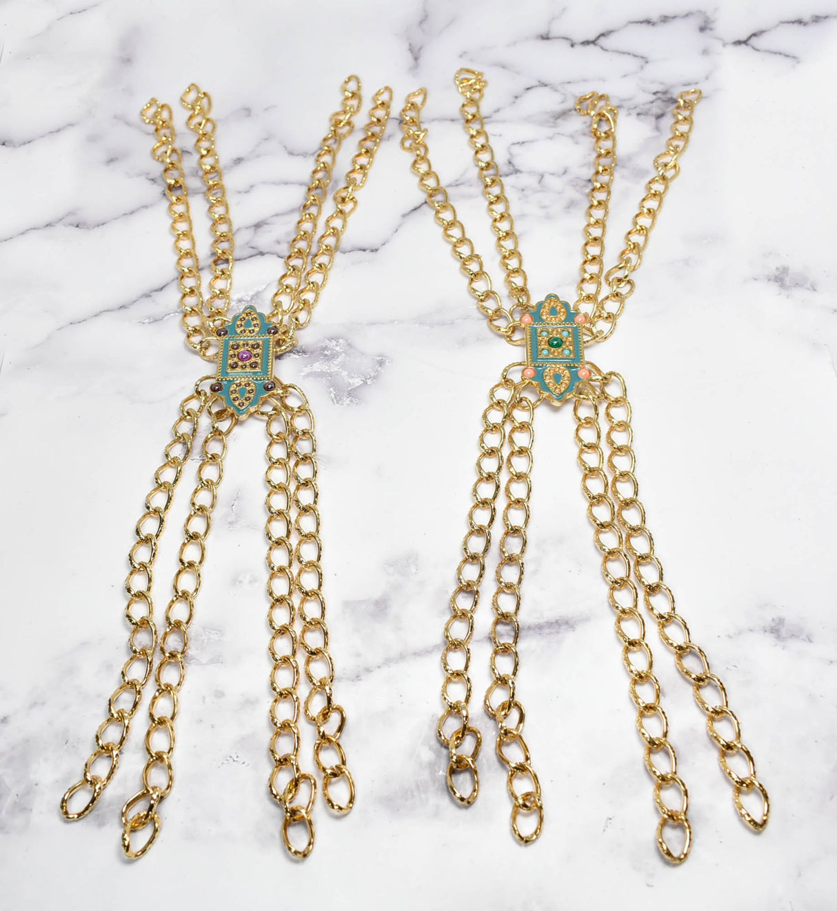 Gold Chain Applique Fancy Dress Trim