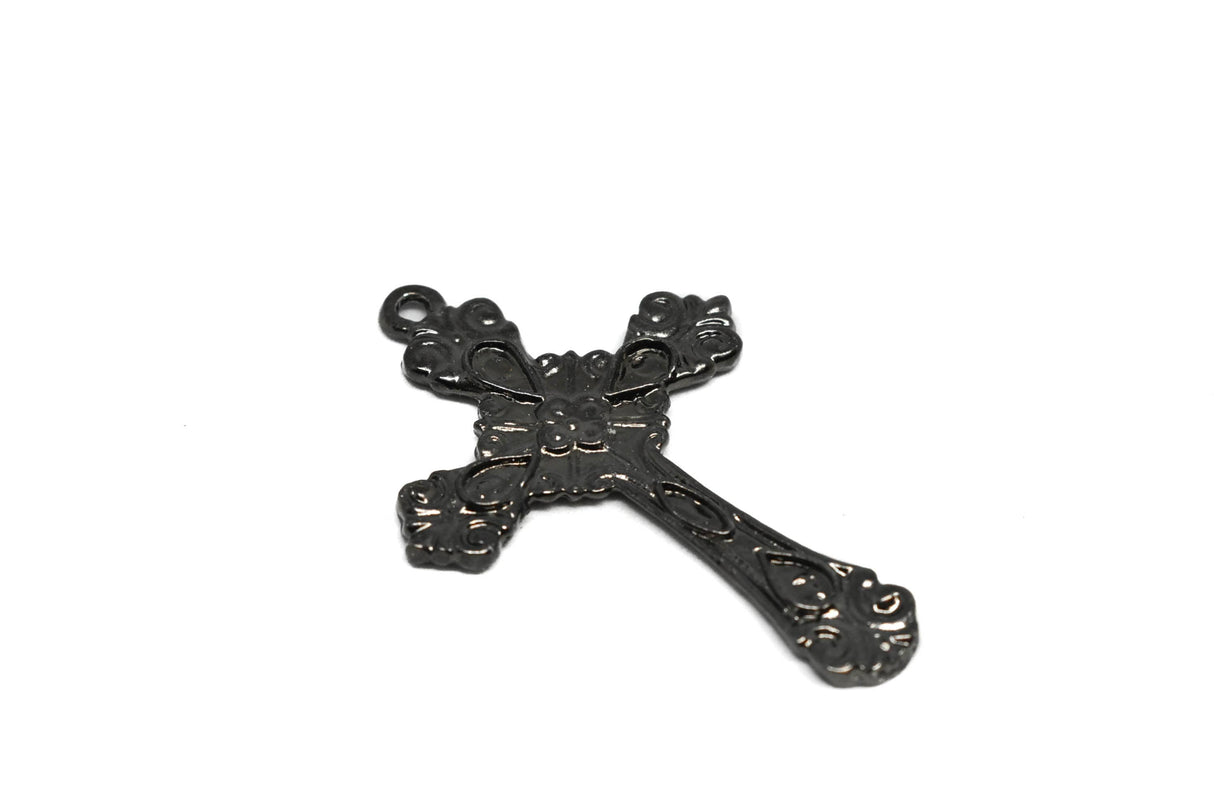 Decorative Floral Cross Pendant 2.13" x 1.45"