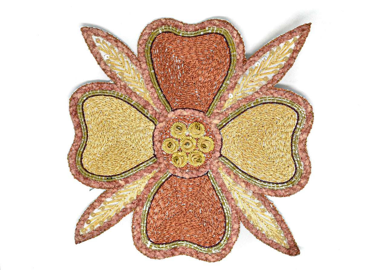 Beaded Floral Sew-On Applique 8x8