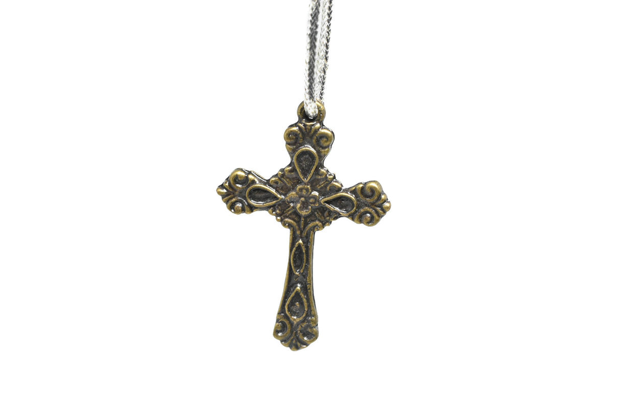 Decorative Floral Cross Pendant 2.13" x 1.45"