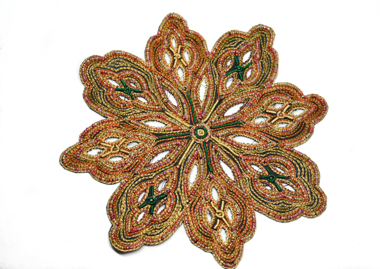 Beaded Floral Applique 8 Inch