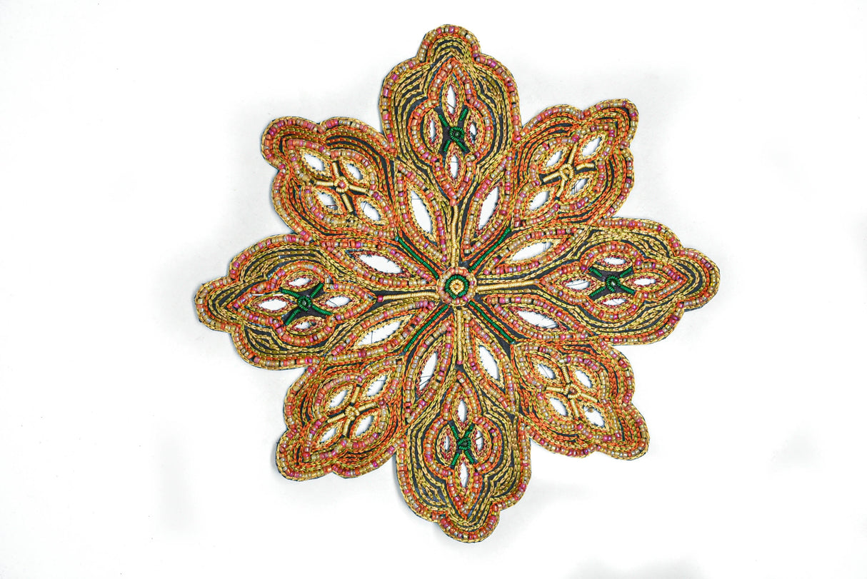 Beaded Floral Applique 8 Inch