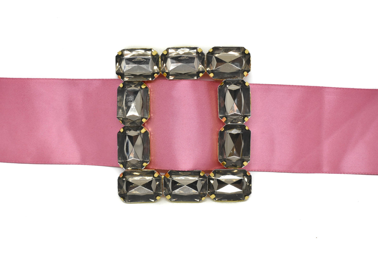Gemstone Ribbon Slider Square Amber 3.40" x 3"