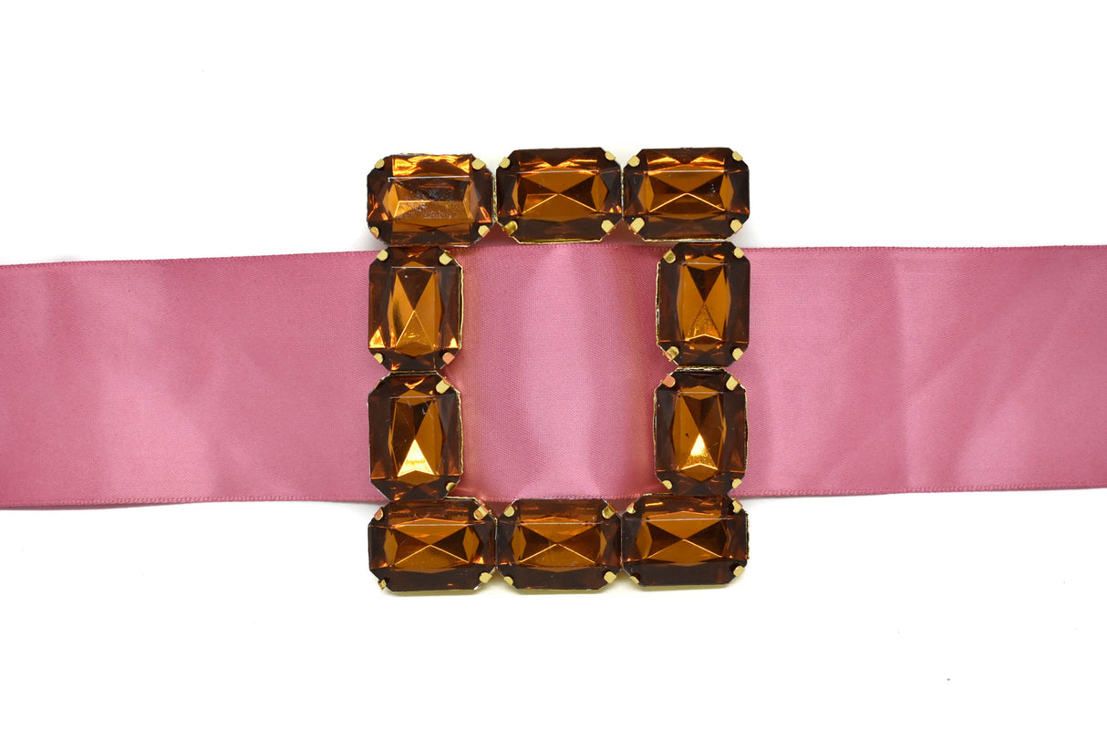 Gemstone Ribbon Slider Square Amber 3.40" x 3"