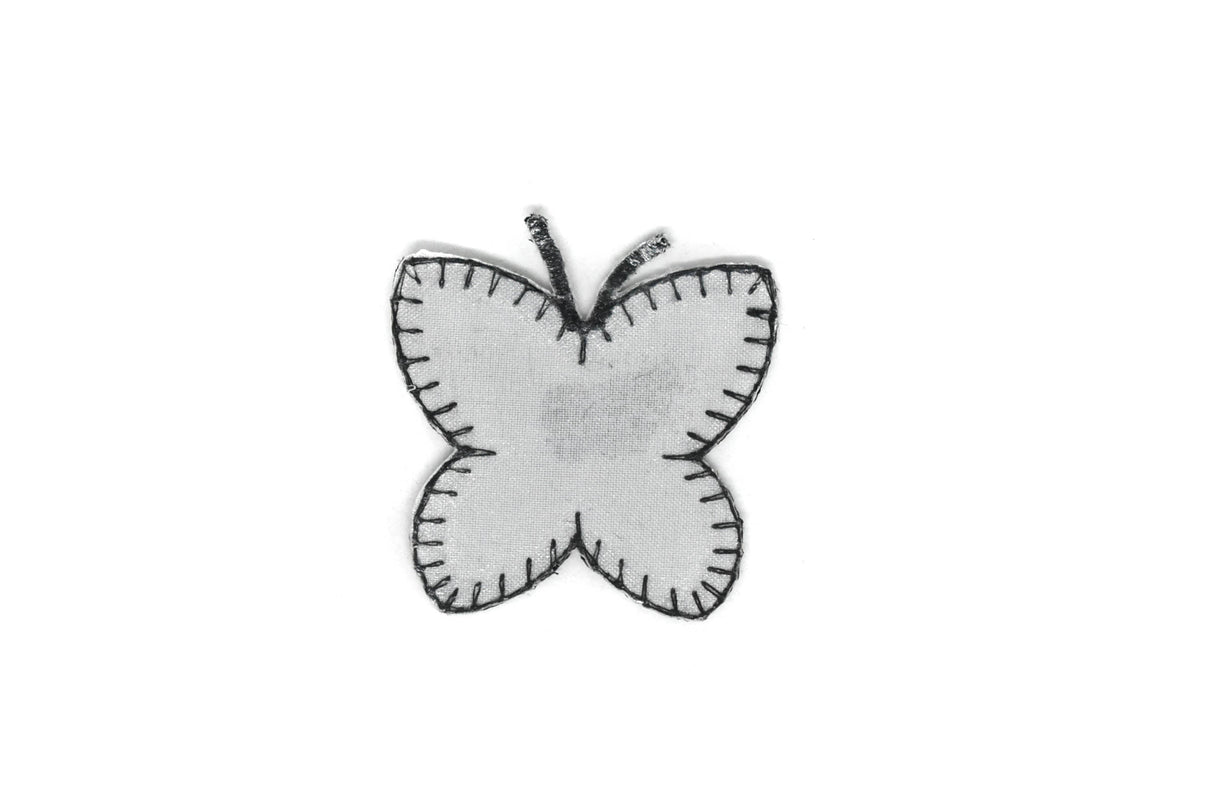 Butterfly Iron-On Patch Hologram Gray 2.75"