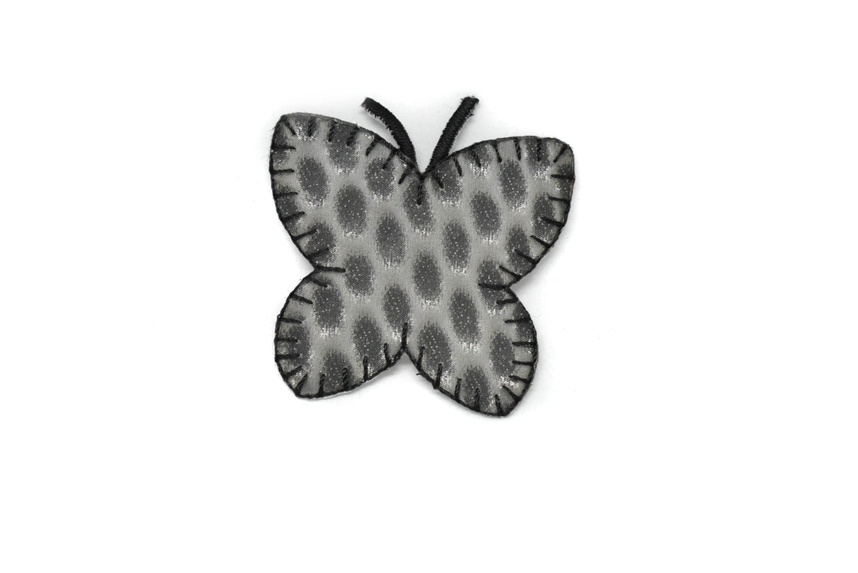 Butterfly Iron-On Patch Hologram Gray 2.75"