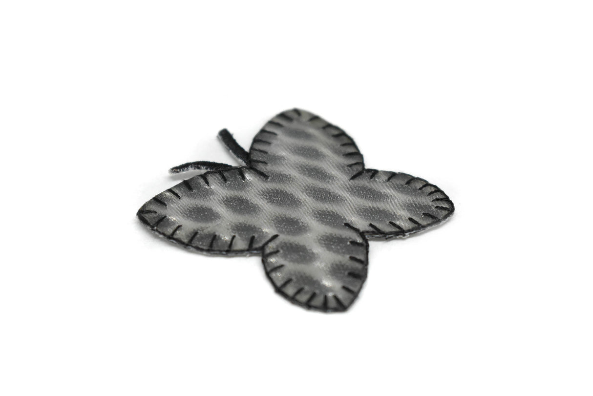Butterfly Iron-On Patch Hologram Gray 2.75"