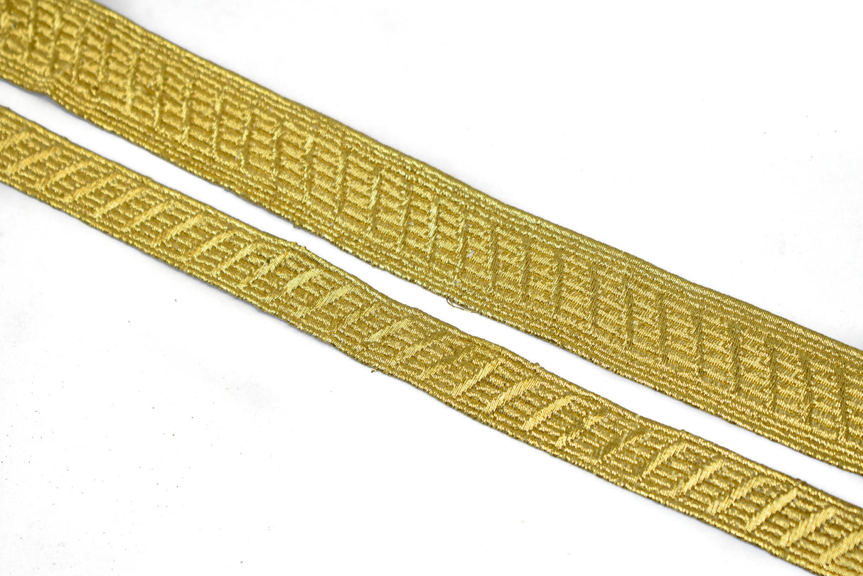 Embroidered Trim Metallic Gold 1 Yard