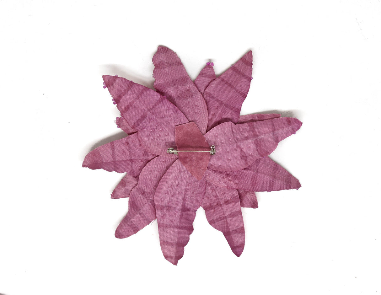 Beaded Flower Pin Pink 2 Pieces