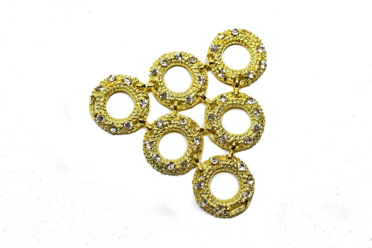 Rhinestone Bikini Connector Gold 3.25"