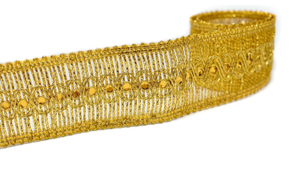 Sequins Metallic Trim 1.75" Gold Silver