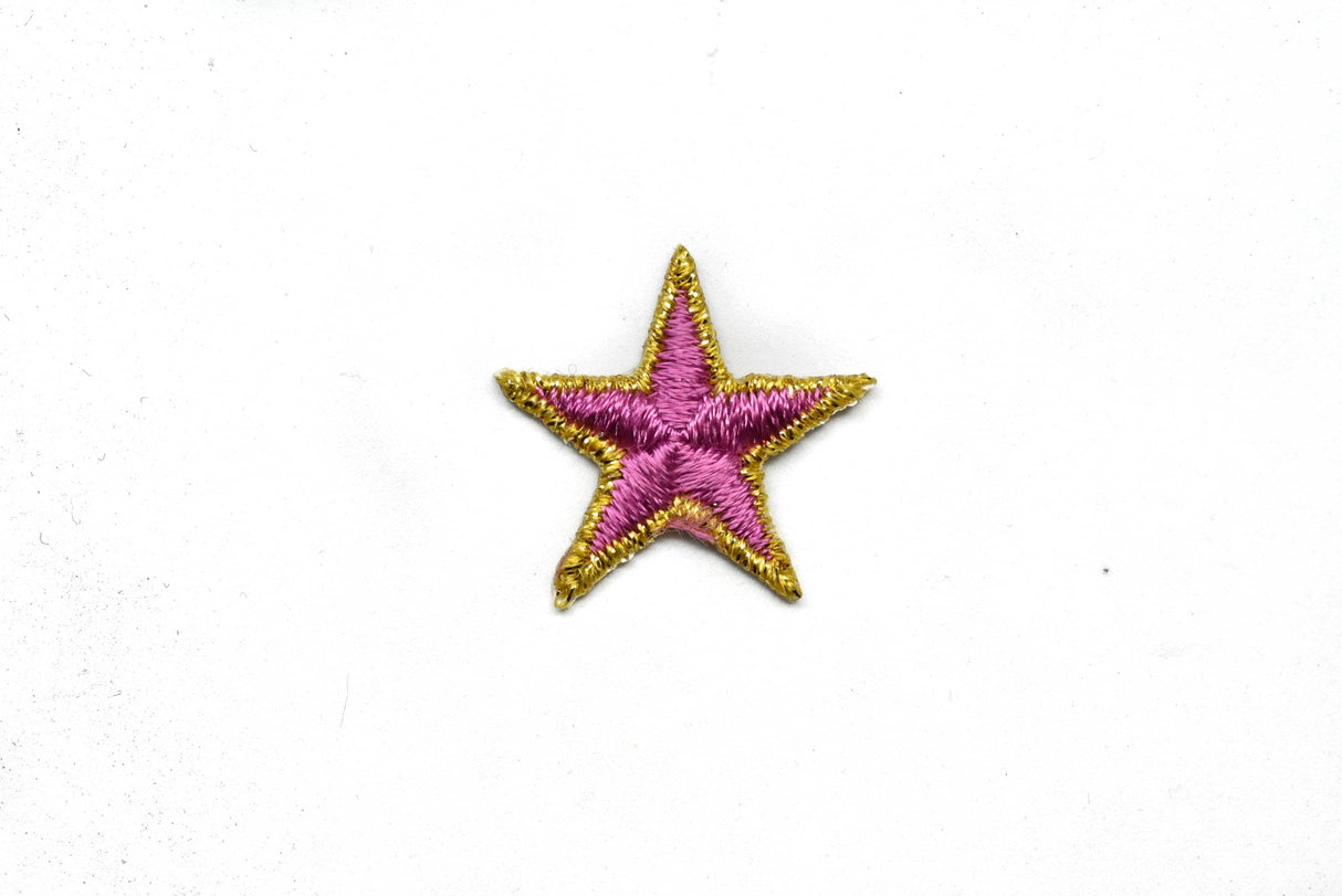 Embroidered Star Appliques Pink Iron-On