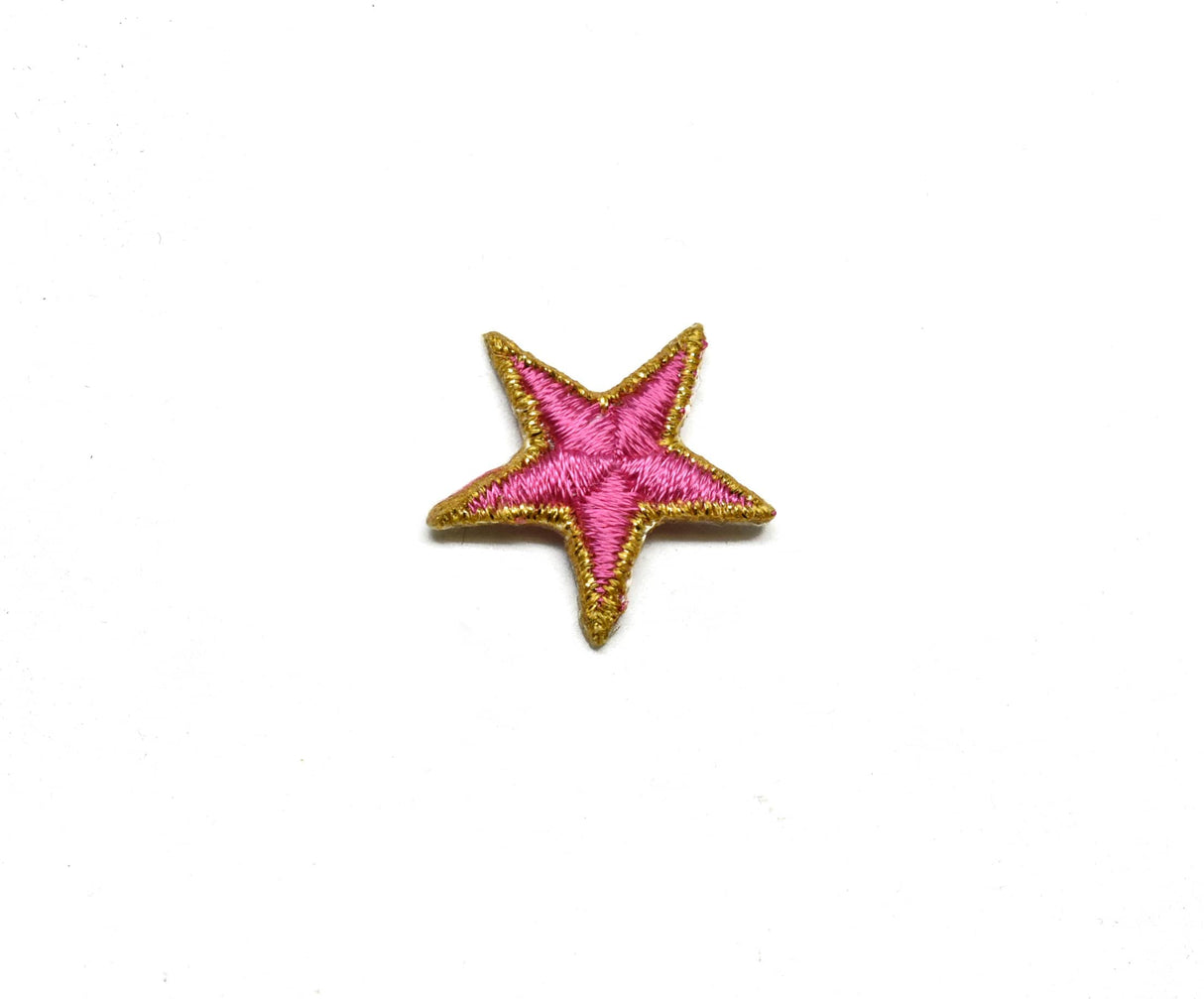 Embroidered Star Appliques Pink Iron-On