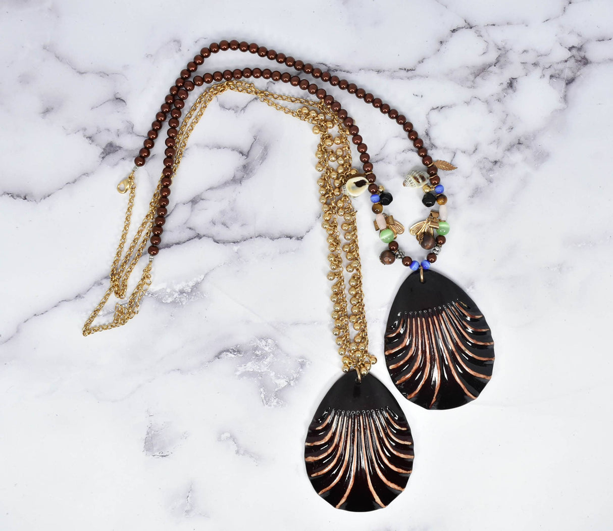 Shell Necklace Flower Bracelet Set