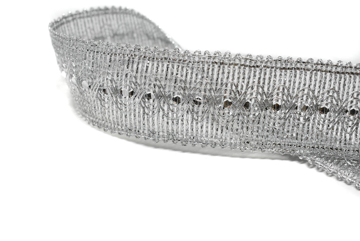 Sequins Metallic Trim 1.75" Gold Silver