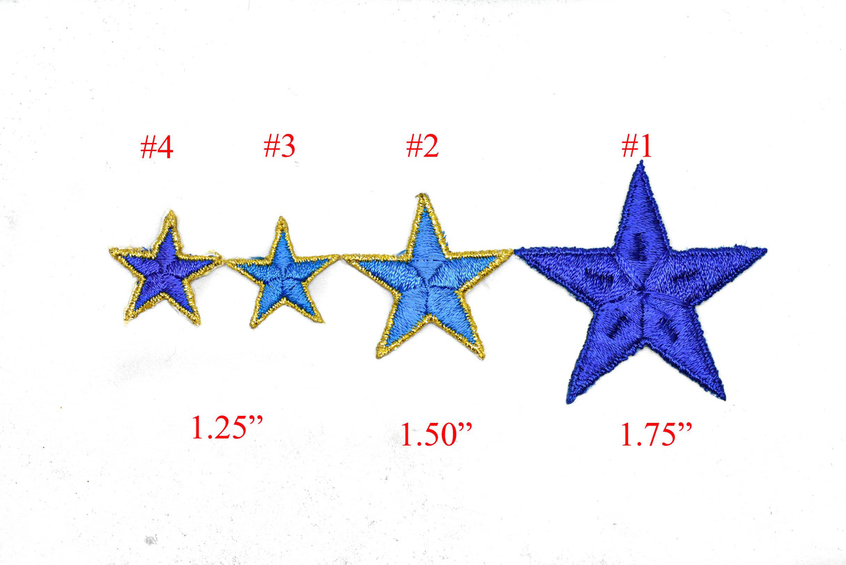 Embroidered Star Appliques Blue Iron-On Patch