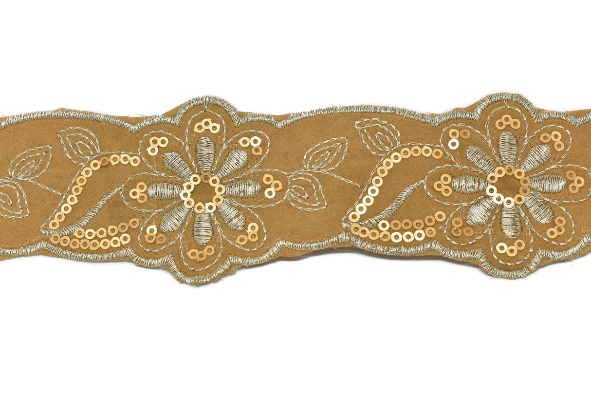 Jacquard Ribbon Floral Sequins 2.13in