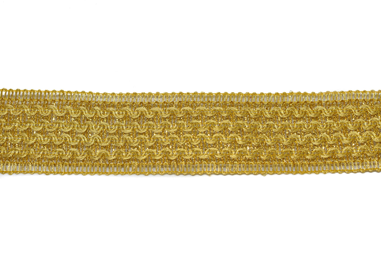 Metallic Trim Rippled Wavy Gold 1.75"