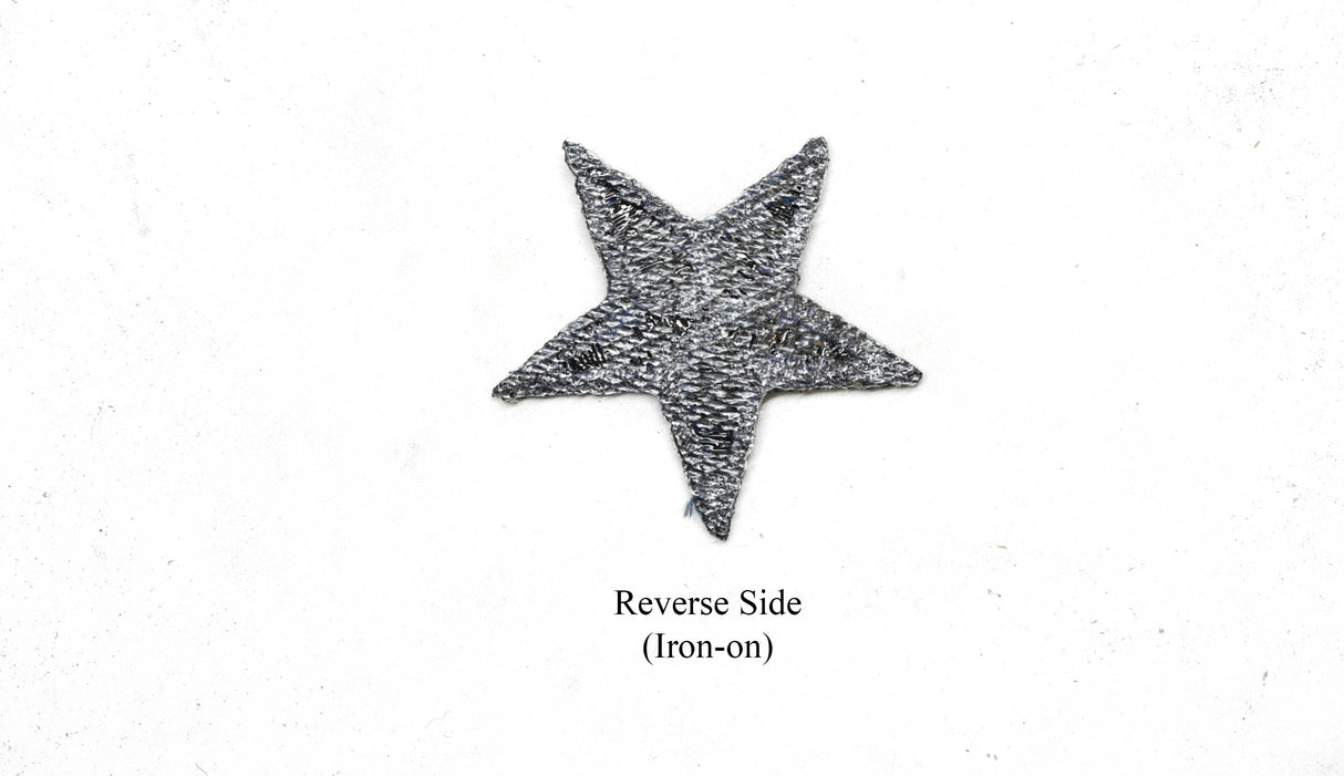 Embroidered Star Applique Blue Gold 2"