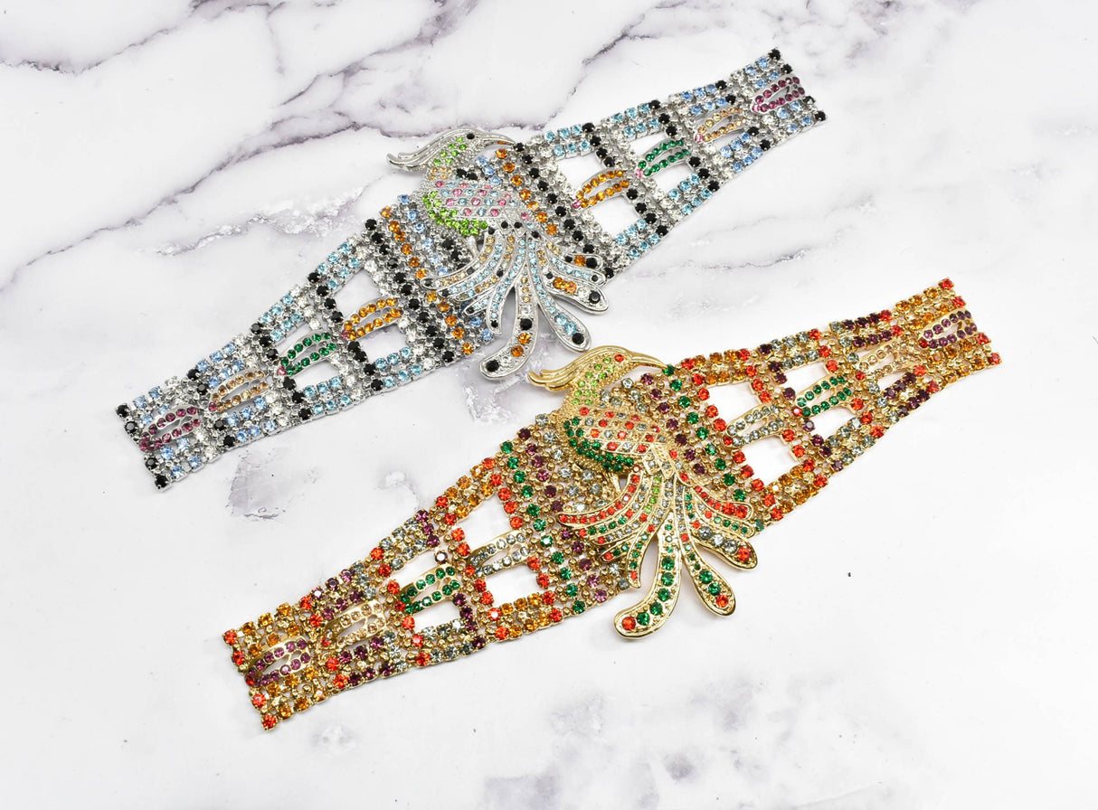 Rhinestone Bird Buckle Applique